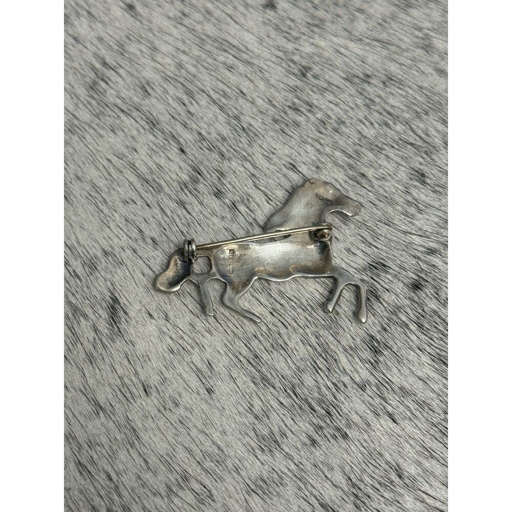 Vtg Native Sterling Silver Running Horse Mustang Unicorn Equestrian Pin Brooch - Picture 4 of 11